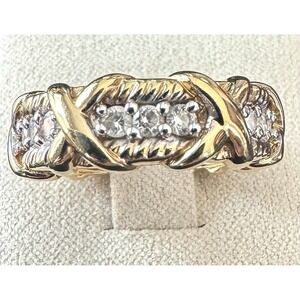 Vintage JBK Camrose Kross Ring Gold Tone CZ Eternity Band Size 6